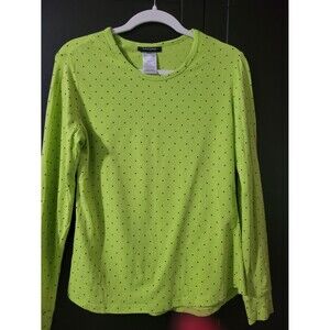 HeartSoul Neon Lime Tee with Black Polka Dots Under Scrub Top.